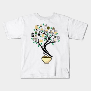 Noodles Ramen Food Tree Of Life Yoga Celtic Viking Yggdrasil Kids T-Shirt